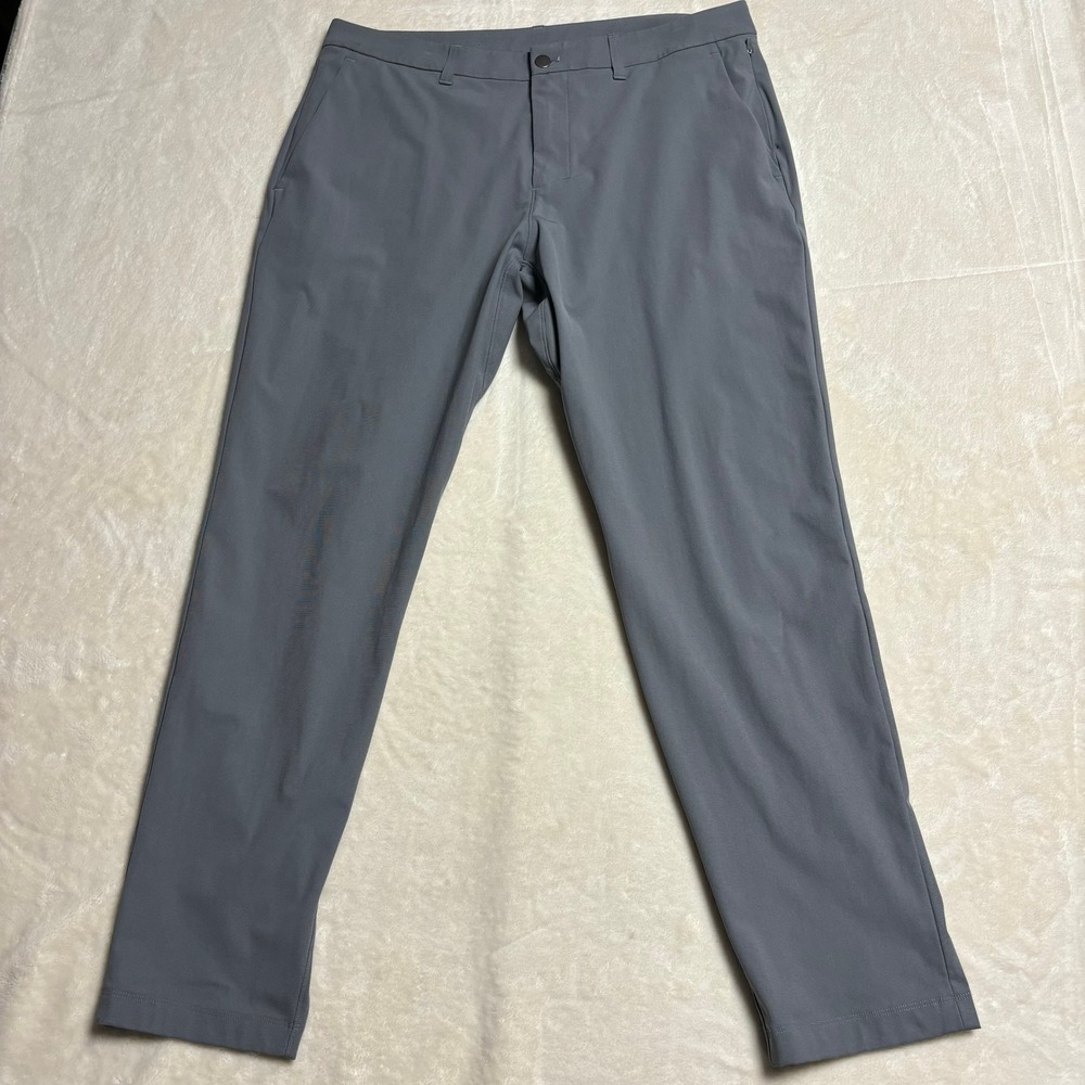 Lululemon Mens ABC Slim-Fit Trousers Warpstreme Size 36 Gray Chino Golf M5AO4S